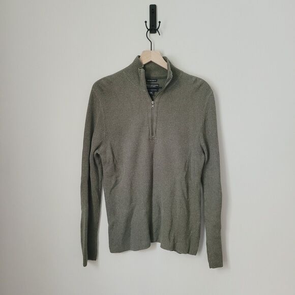 American Eagle Vintage Slim Fit Green Knit Quarter Zip Sweater Size Medium - Picture 1 of 6